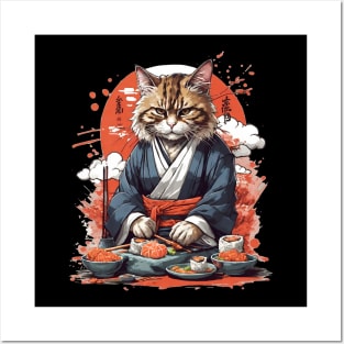 Cool Cat Sushi Art Posters and Art